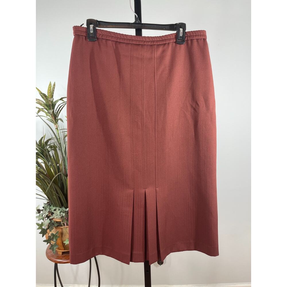 Tailored‎ By Da-Rue Skirt Women's 12 Burgundy Pleated Grandmacore Corporate Chic
